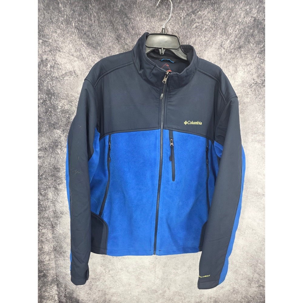 Columbia Jacket Mens 2XL Blue Omni-Heat Interchange Hybrid Fleece Hiking Winter